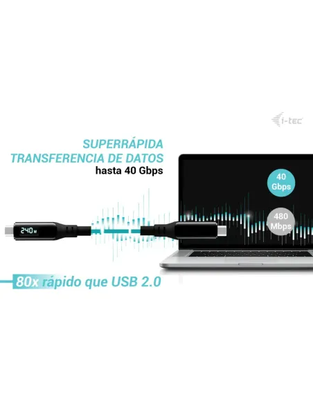 i-tec Thunderbolt 4 USB4 Class Pro Cable 240W with LCD (40 Gbps, 150 cm)