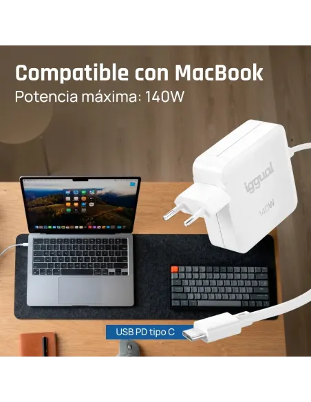 iggual Cargador portátil tipo C 140W MacBook