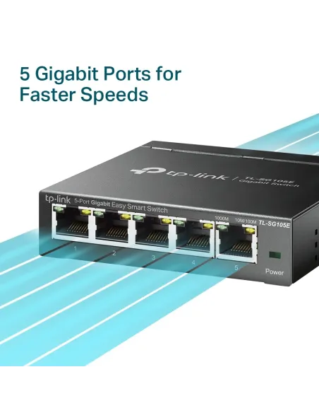 TP-Link TL-SG105E switch Gestionado L2 Gigabit Ethernet (10 100 1000) Negro