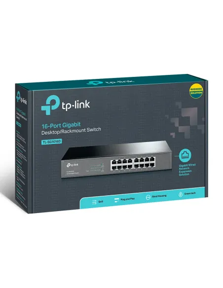 TP-Link TL-SG1016D(UN) switch No administrado L2 Gigabit Ethernet (10 100 1000) Negro