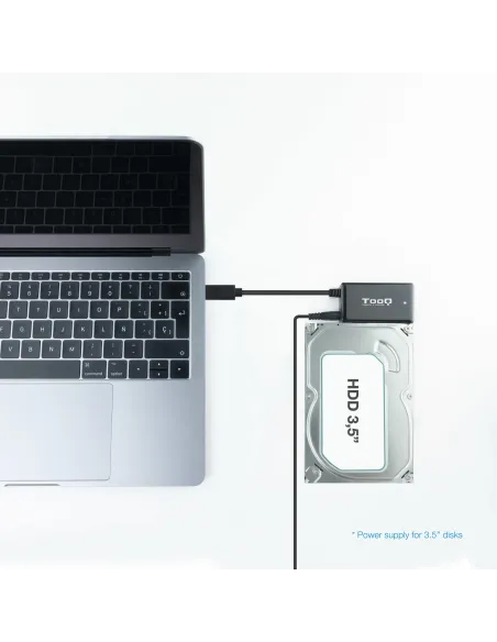 TooQ TQHDA-02C base de conexión para disco duro USB 3.2 Gen 1 (3.1 Gen 1) Type-C Negro