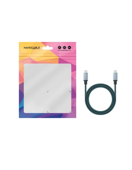 Nanocable Cable USB 3.2 Gen2x2 20Gbps 5A 100W, 4K 60Hz, USB-C M-USB-C M, Gris Negro, 3 m