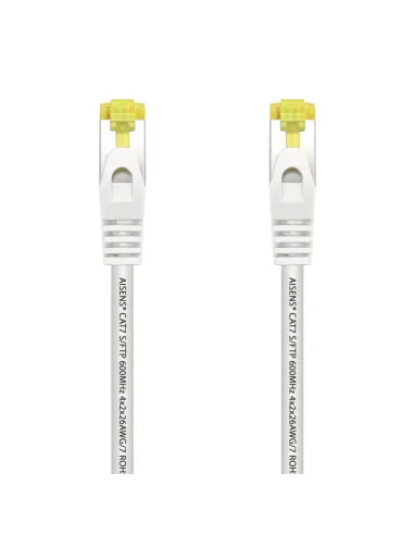 AISENS Cable De Red Latiguillo RJ45 LSZH Cat.7 600 MHz S/FTP PIMF AWG26, Blanco, 25 cm