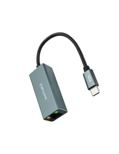Nanocable Conversor USB-C a Ethernet Gigabit 10/100/1000 Mbps, Aluminio, Gris, 15 cm