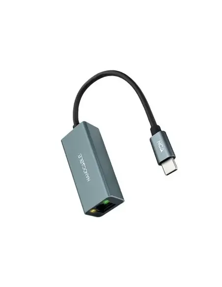 Nanocable Conversor USB-C a Ethernet Gigabit 10/100/1000 Mbps, Aluminio, Gris, 15 cm