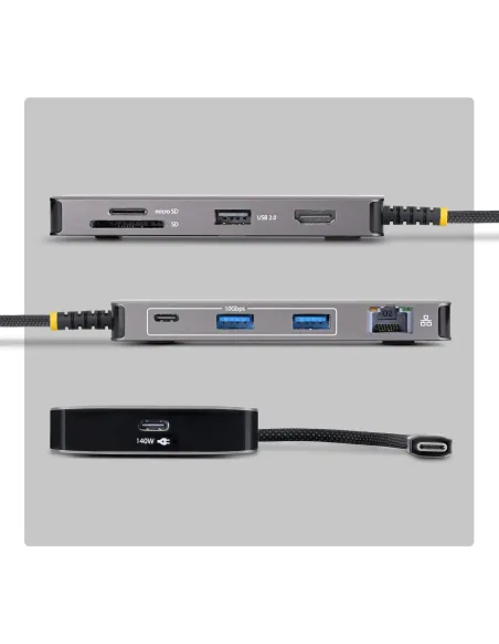 StarTech.com Adaptador Multipuertos USB-C - Mini Dock Tipo C para Portátiles Dell, HP y Lenovo - HDMI 4K 60Hz - PD 140W - Hub