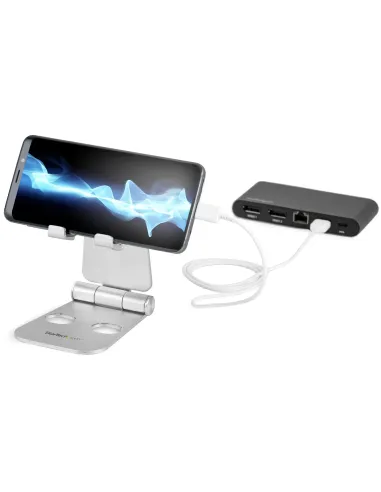 StarTech.com Base para Móvil y Tablet - Soporte Plegable Universal para Dispositivos Móviles - Base Plegable Ergonómica
