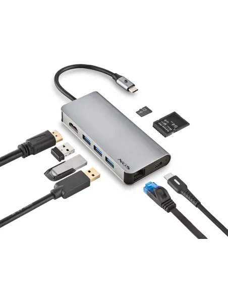 NGS WONDER DOCK 8 USB 2.0 Type-C Plata