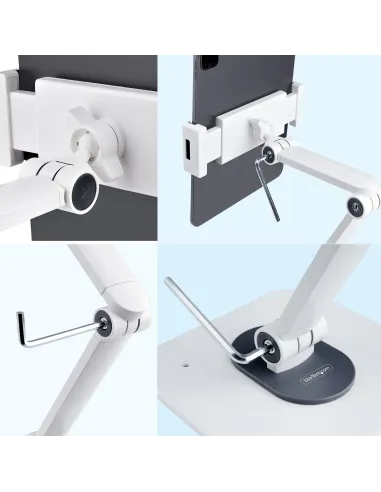 StarTech.com Soporte Ajustable de Sobremesa para Tablet - de Montaje en Pared - 1kg de Capacidad - Base Ergonómica Ajustable