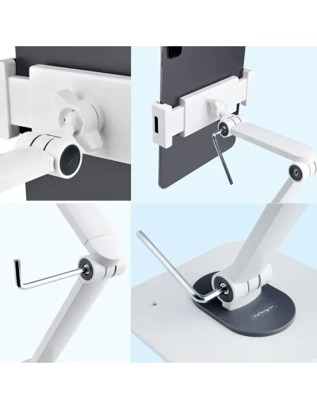 StarTech.com Soporte Ajustable de Sobremesa para Tablet - de Montaje en Pared - 1kg de Capacidad - Base Ergonómica Ajustable