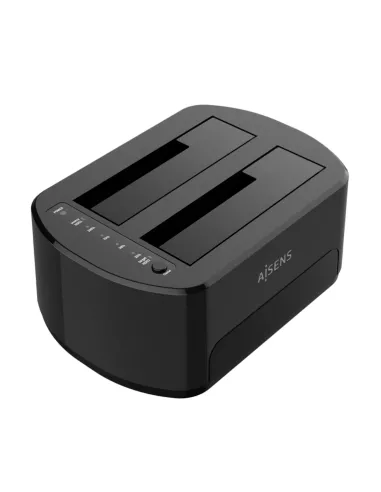 AISENS Estacion de Docking de Doble Bahia ASDS-D03B SATA 2.5/3.5 a USB 3.0/3.1 Gen1, Clone, Negra