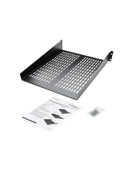 StarTech.com Bandeja para Rack 2U - Bandeja Ventilada Voladiza para Racks 19" de Equipos de Red - Acero de Servicio Pesado -