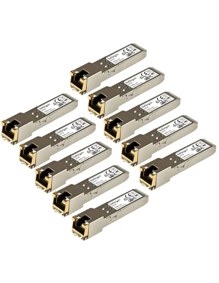 StarTech.com Paquete de 10 Módulos SFP Compatibles con Cisco GLC-T - 1000BASE-T - SFP a RJ45 Cat6   Cat5e - SFP Ethernet