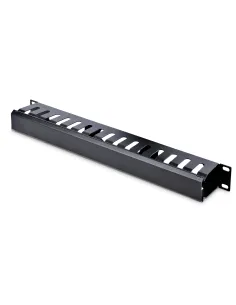 StarTech.com Panel Canaleta 1U de Gestión de Cables para Rack de Conductos Horizontales con Tapa - Conducto de Cables para Rack