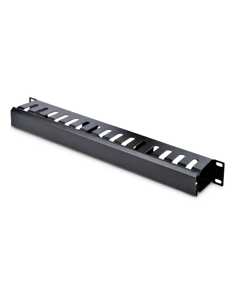 StarTech.com Panel Canaleta 1U de Gestión de Cables para Rack de Conductos Horizontales con Tapa - Conducto de Cables para Rack