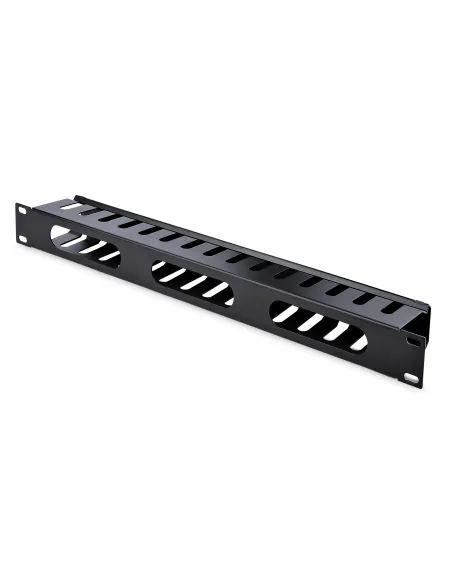 StarTech.com Panel Canaleta 1U de Gestión de Cables para Rack de Conductos Horizontales con Tapa - Conducto de Cables para Rack