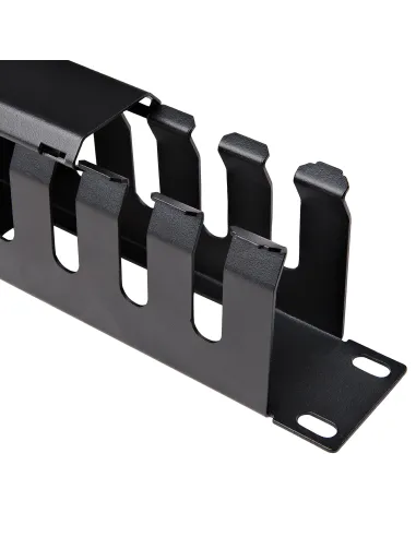 StarTech.com Panel Canaleta 1U de Gestión de Cables para Rack de Conductos Horizontales con Tapa - Conducto de Cables para Rack