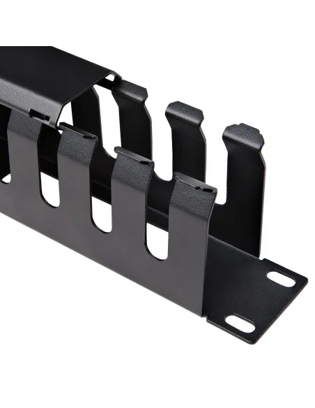 StarTech.com Panel Canaleta 1U de Gestión de Cables para Rack de Conductos Horizontales con Tapa - Conducto de Cables para Rack