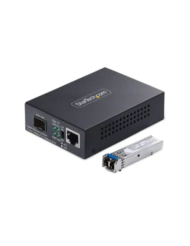 StarTech.com Conversor de Medios de Fibra LC Monomodo Para Redes 10 100 1000Mbps - Gigabit Ethernet a Fibra - 20km - TAA