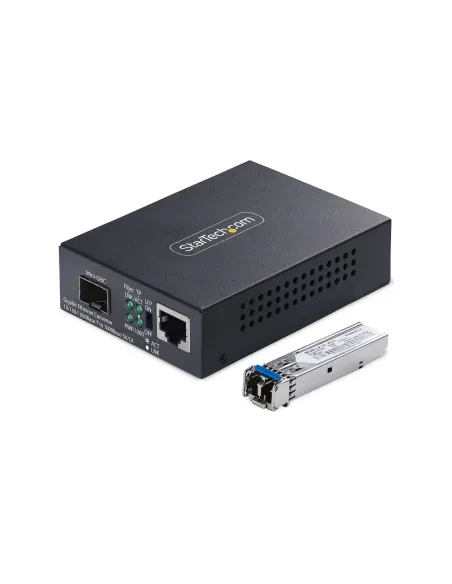 StarTech.com Conversor de Medios de Fibra LC Monomodo Para Redes 10 100 1000Mbps - Gigabit Ethernet a Fibra - 20km - TAA