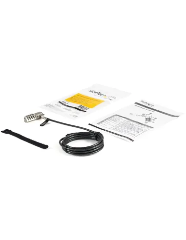 StarTech.com Cable de 2m con Candado de Seguridad de Combinación - con 4 Dígitos - Cable Antirrobo para K-Slot de Seguridad