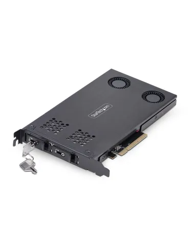 StarTech.com Tarjeta Rack Móvil de 2 Bahías para SSD NVMe M.2 a PCIe x8 - Requiere Bifurcación - Bahías de Intercambio en
