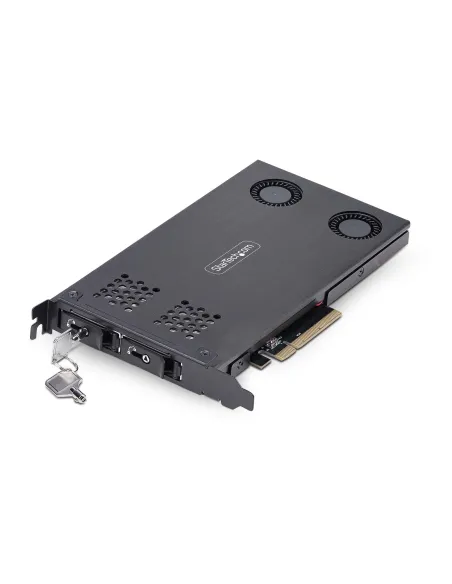 StarTech.com Tarjeta Rack Móvil de 2 Bahías para SSD NVMe M.2 a PCIe x8 - Requiere Bifurcación - Bahías de Intercambio en