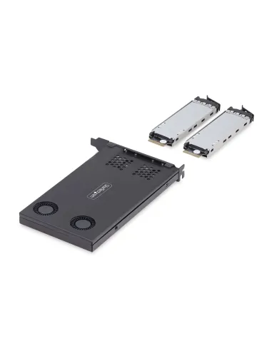 StarTech.com Tarjeta Rack Móvil de 2 Bahías para SSD NVMe M.2 a PCIe x8 - Requiere Bifurcación - Bahías de Intercambio en