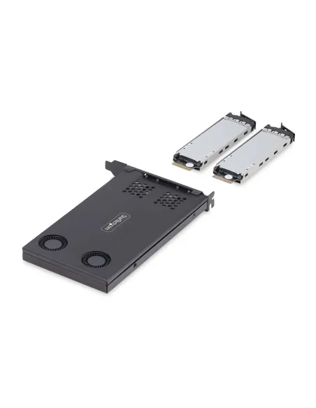 StarTech.com Tarjeta Rack Móvil de 2 Bahías para SSD NVMe M.2 a PCIe x8 - Requiere Bifurcación - Bahías de Intercambio en