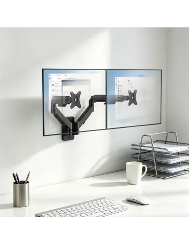 AISENS Soporte de pared Pro contrapeso giratorio e inclinable para monitor TV 9kg (3 pivotes, 2 brazos) de 17"-32", negro