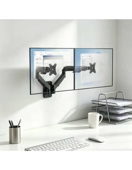AISENS Soporte de pared Pro contrapeso giratorio e inclinable para monitor TV 9kg (3 pivotes, 2 brazos) de 17"-32", negro
