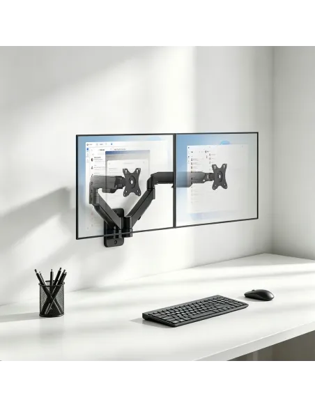 AISENS Soporte de pared Pro contrapeso giratorio e inclinable para monitor TV 9kg (3 pivotes, 2 brazos) de 17"-32", negro