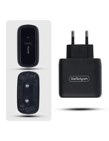 StarTech.com Cargador USB-C 65W para Ordenador Portátil - Cargador GaN Compacto Tipo C de Pared para Dell, XPS, HP ProBook,