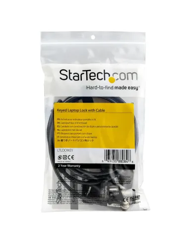 StarTech.com Cable de Acero Cubierto con Vinilo de 2m con Candado con Llave - Cable de Seguridad para Ordenadores de Sobremesa,