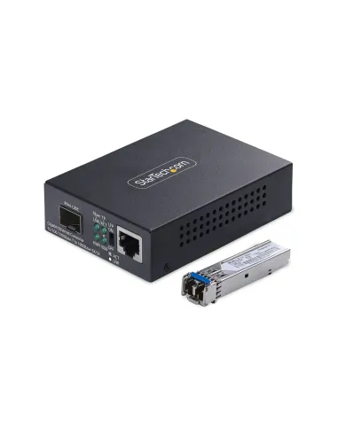 StarTech.com Conversor de Medios de Fibra LC Monomodo Para Redes 10 100 1000Mbps - Gigabit Ethernet a Fibra - 40km - TAA