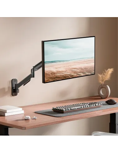 AISENS Soporte de pared Pro contrapeso giratorio e inclinable para monitor TV 9kg (3 pivotes, 1 brazo) de 17"-32", negro