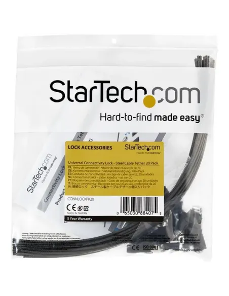StarTech.com Cables de Seguridad de Doble Lazo - Paquete de 20 - de Acero - Ajustable