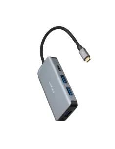 Nanocable HUB USB-C 5 en 1, Conversor 3.2 GEN1 5G a 3 x USB-A 3.0 + USB-C + USB-C PD 100W, Aluminio, 15 cm, Gris 2