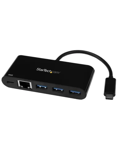 StarTech.com Adaptador Multipuertos USB-C de Red Ethernet con Hub de 3 Puertos USB 3.0 y Entrega de Potencia
