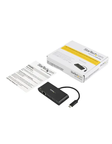 StarTech.com Adaptador Multipuertos USB-C de Red Ethernet con Hub de 3 Puertos USB 3.0 y Entrega de Potencia