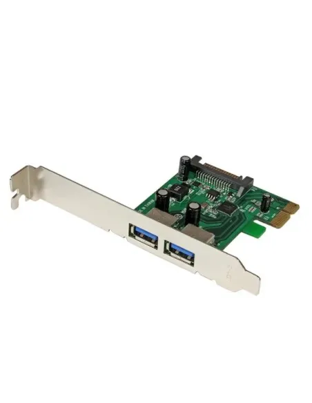 StarTech.com Tarjeta PCI Express de 2 Puertos USB 3.0 (5Gbps) SuperSpeed con UASP y Alimentación SATA - Adaptador Interno
