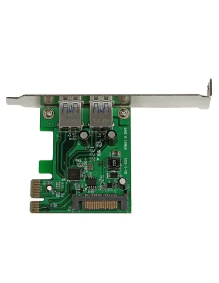 StarTech.com Tarjeta PCI Express de 2 Puertos USB 3.0 (5Gbps) SuperSpeed con UASP y Alimentación SATA - Adaptador Interno