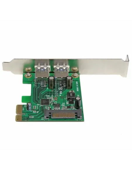 StarTech.com Tarjeta PCI Express de 2 Puertos USB 3.0 (5Gbps) SuperSpeed con UASP y Alimentación SATA - Adaptador Interno