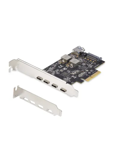 StarTech.com Tarjeta PCIe de 5 Puertos USB de 10Gbps 4x USB-C   1x USB-A - Hub Concentrador Interno USB 3.2 de 10Gbps - Tarjeta