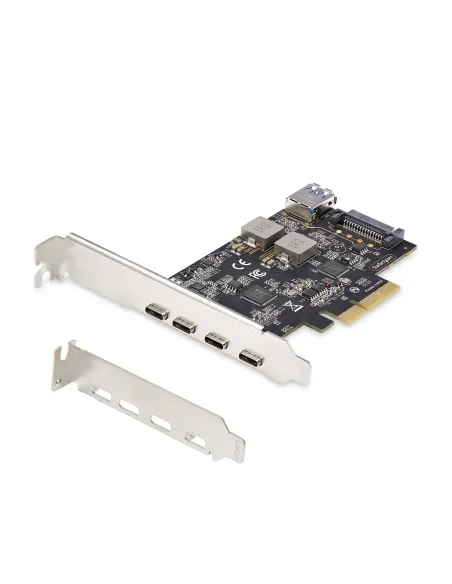 StarTech.com Tarjeta PCIe de 5 Puertos USB de 10Gbps 4x USB-C   1x USB-A - Hub Concentrador Interno USB 3.2 de 10Gbps - Tarjeta