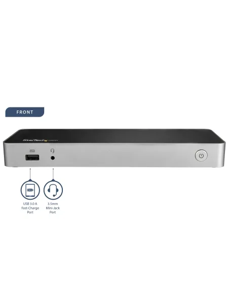 StarTech.com Dock USB C para 2 Monitores 4K 30Hz con HDMI y DisplayPort - Entrega de Potencia 60W - SD - Hub 4x Puertos USB-A