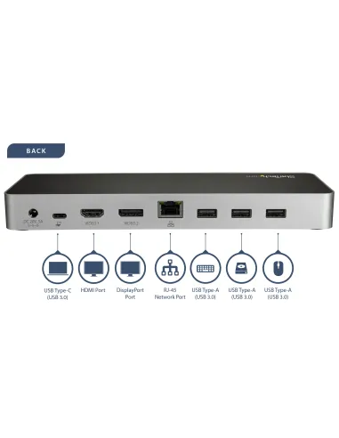 StarTech.com Dock USB C para 2 Monitores 4K 30Hz con HDMI y DisplayPort - Entrega de Potencia 60W - SD - Hub 4x Puertos USB-A