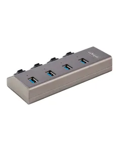 StarTech.com Hub USB-C con 4 Puertos USB-A - Ladrón USB Tipo C con Fuente de Alimentación - Interruptores Individuales de 2