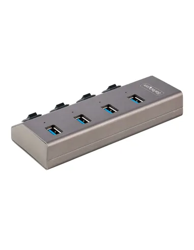 StarTech.com Hub USB-C con 4 Puertos USB-A - Ladrón USB Tipo C con Fuente de Alimentación - Interruptores Individuales de