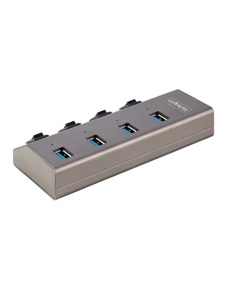 StarTech.com Hub USB-C con 4 Puertos USB-A - Ladrón USB Tipo C con Fuente de Alimentación - Interruptores Individuales de